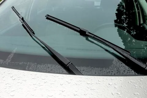 Wet Windshield Reflections Patterns Textures and Wiper Blades Stock Photos
