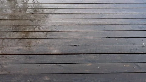 Wet wooden deck surface drying over time Stock Footage 338384661