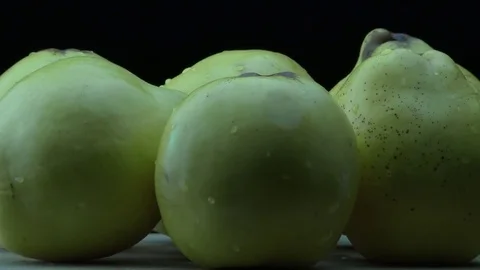 Wet yellow quinces Stock Footage 84048106