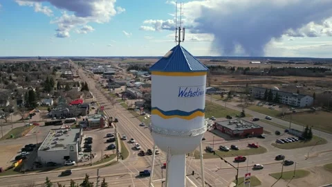 Wetaskiwin Water Tower Drone Shots – Stormy Skies, Alberta, Canada Stock Footage 309077732