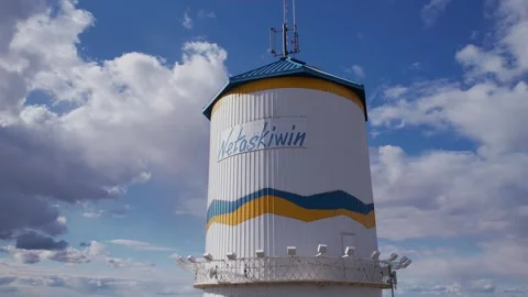 Wetaskiwin Water Tower Drone Shots – Stormy Skies, Alberta, Canada Stock Footage 309077769