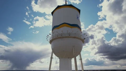 Wetaskiwin Water Tower Drone Shots – Stormy Skies, Alberta, Canada Stock Footage 309077770