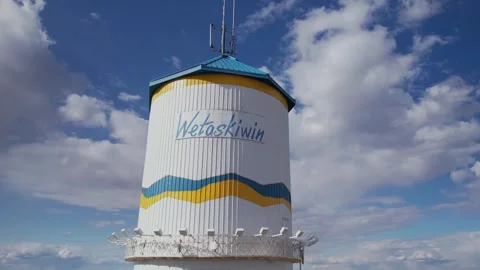 Wetaskiwin Water Tower Drone Shots – Stormy Skies, Alberta, Canada Stock Footage 309077792
