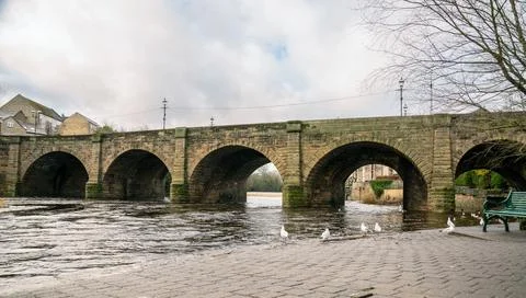 Wetherby Bridge, which spans the River Wharfe, Wetherby, North Yorkshire, UK Stock Photos