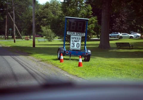 Wethersfield, CT USA. Jun 2019. A broken or inactive street speed monitor as  Stock Photos
