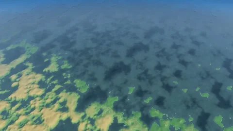 Wetland drying marsh surface water, aerial 3D map animation seamless loop Stock Footage 342358396