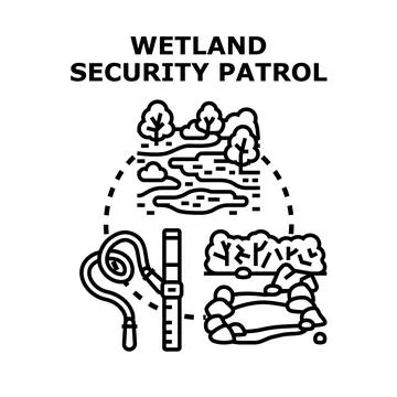 Wetland security patrol concept vector illustrating conservation イラスト素材