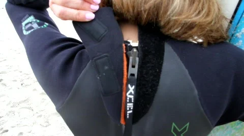 Wetsuit zipper flap Stock-Footage 791514