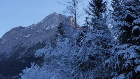 Wetterhorn and river, Grindelwald Village, Bernese Oberland, Canton of Bern, Stock Footage