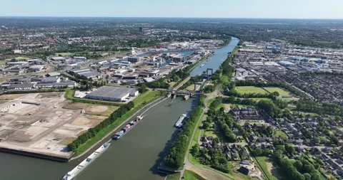 The Weurt lock complex is a lock in the Maas Waal Canal in Nijmegen, The 動画素材 243488651