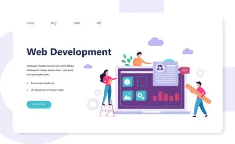 Wev development banner design concept. People code Illustrazione stock