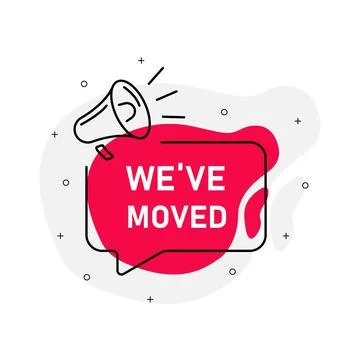We`ve moved abstraction red stamp vector isolated on white background. Vector Illustrazione stock