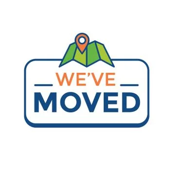 We've Moved Sign with Text Typography and icon to convey moving Stock Illustration