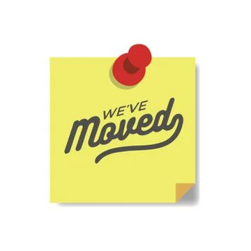 We've Moved Sign with Text Typography and icon to convey moving Stock Illustration