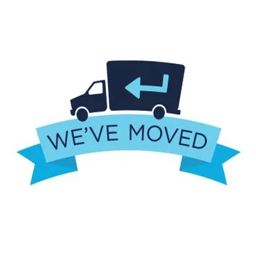 We've Moved Sign with Text Typography and icon to convey moving Stock Illustration