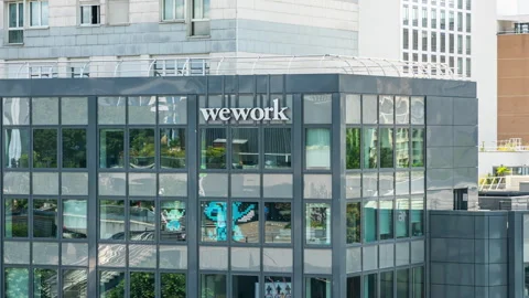 WeWork office building in La Defense district in Paris, France Stock Footage 254937844