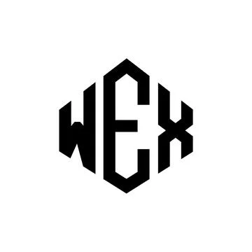 WEX letter logo design with polygon shape. WEX polygon and cube shape logo .. Stock Illustration