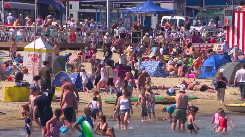 Weymouth beach at the height of summer Stock Footage 8360180