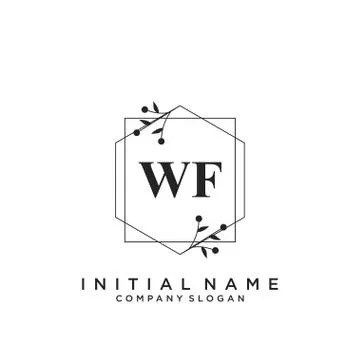 WF Initial handwriting logo design Stock Illustration