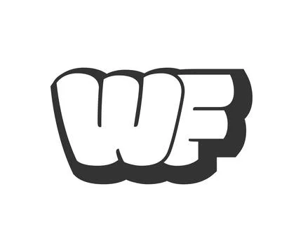 WF logo, bubble comic lettering, rounded in graffiti style black and white .. Stock Illustration