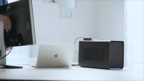 WFH Day 48-an asian young man prepares to work with the monitor, laptop Stock Footage 129727408
