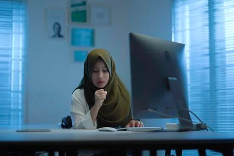 WFH NIGHT (14) - working on computer Stock Photos