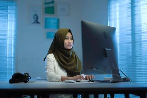 WFH NIGHT (2) - working on computer Stock Photos