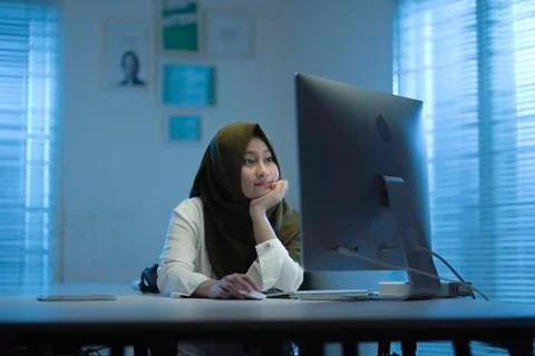 WFH NIGHT (20) - working on computer Stock Photos