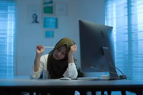 WFH NIGHT (23) - working on computer Stock Photos