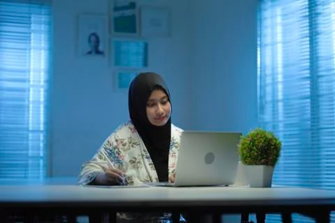 WFH NIGHT (53) - working on computer Stock Photos