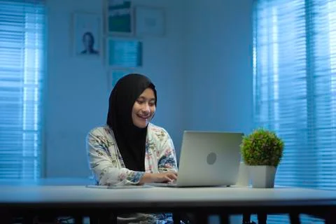 WFH NIGHT (55) - working on computer Stock Photos