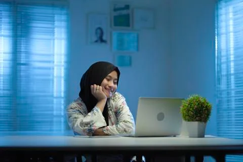 WFH NIGHT (59) - working on computer Stock Photos