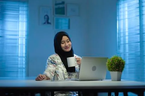 WFH NIGHT (60) - working on computer Stock Photos