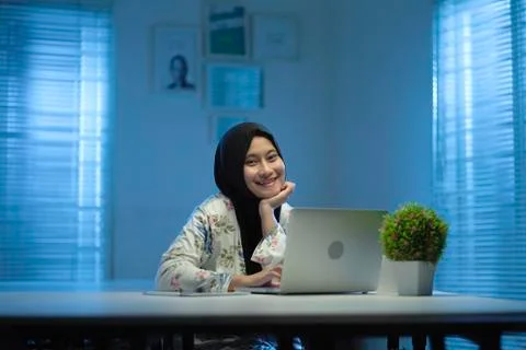 WFH NIGHT (64) - working on computer Stock Photos