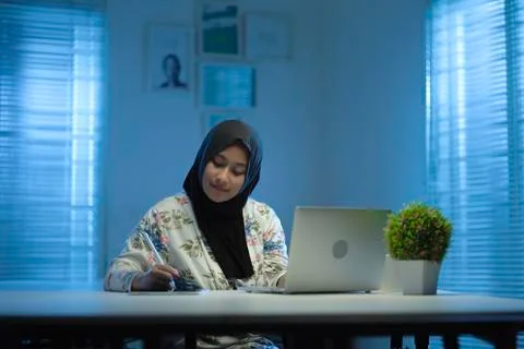 WFH NIGHT (72) - working on computer Stock Photos