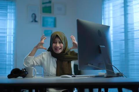 WFH NIGHT (73) - working on computer Stock Photos