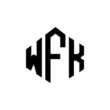 WFK letter logo design with polygon shape. WFK polygon and cube shape logo .. Stock Illustration