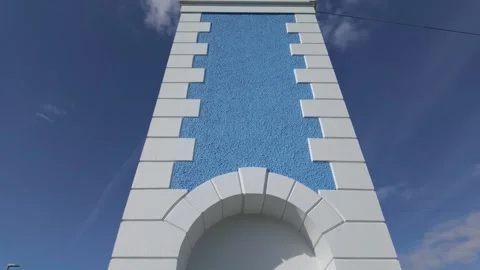 W.H. Webb Memorial Clock Tower in Blue and White, Randalstown Stock Footage 317649017