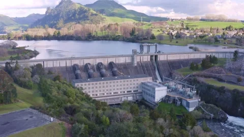Whakamaru Dam Aerial Stock Footage 214265383