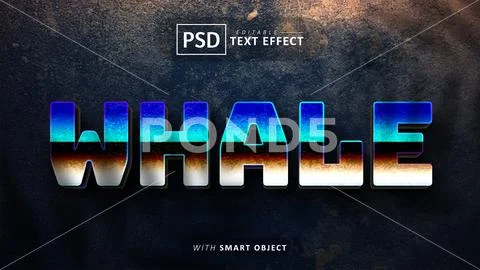 Whale 3d gradient text effect editable PSD Template