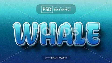 Whale 3d text effect editable PSD Template