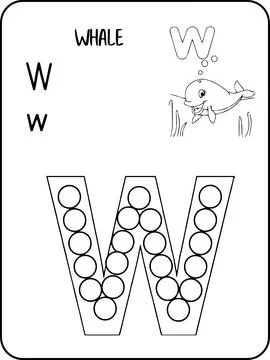 Whale abc animals dot markers activity Pages Stock Illustration