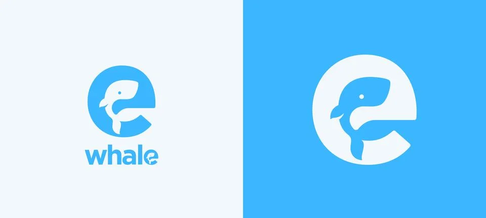 Whale Abstract Vector Logo Template, Sign Icon. Cute Little Whale Silhouette Stock Illustration