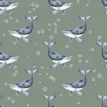 Whale and bubble pattern design for fabric and packaging Illustrazione stock