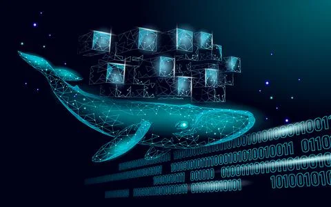 Whale and container computer docker developer app concept. Business digital open Stock Illustration