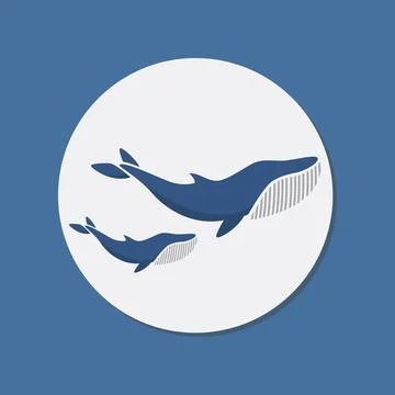 Whale and moon vector illustration Stock Illustration