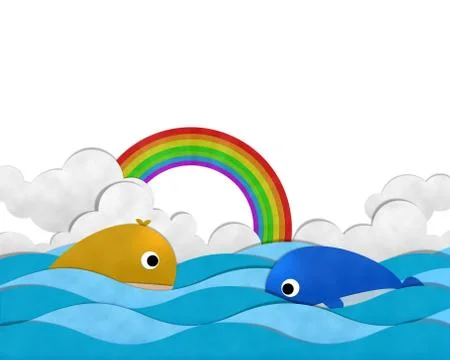 Whale and sea Stock Illustration