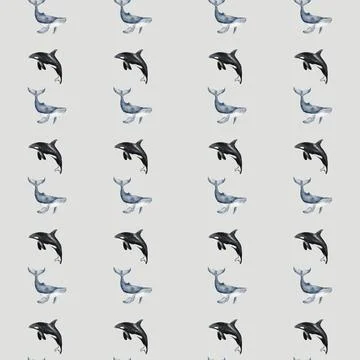 Whale and seal pattern design for textile and packaging decor Stock Illustration