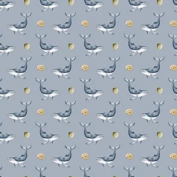 Whale and seal pattern design ideal for fabric and wrapping paper Stock-Illustration