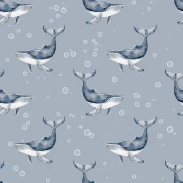Whale and seal pattern design for textile and wrapping paper Stock Illustration